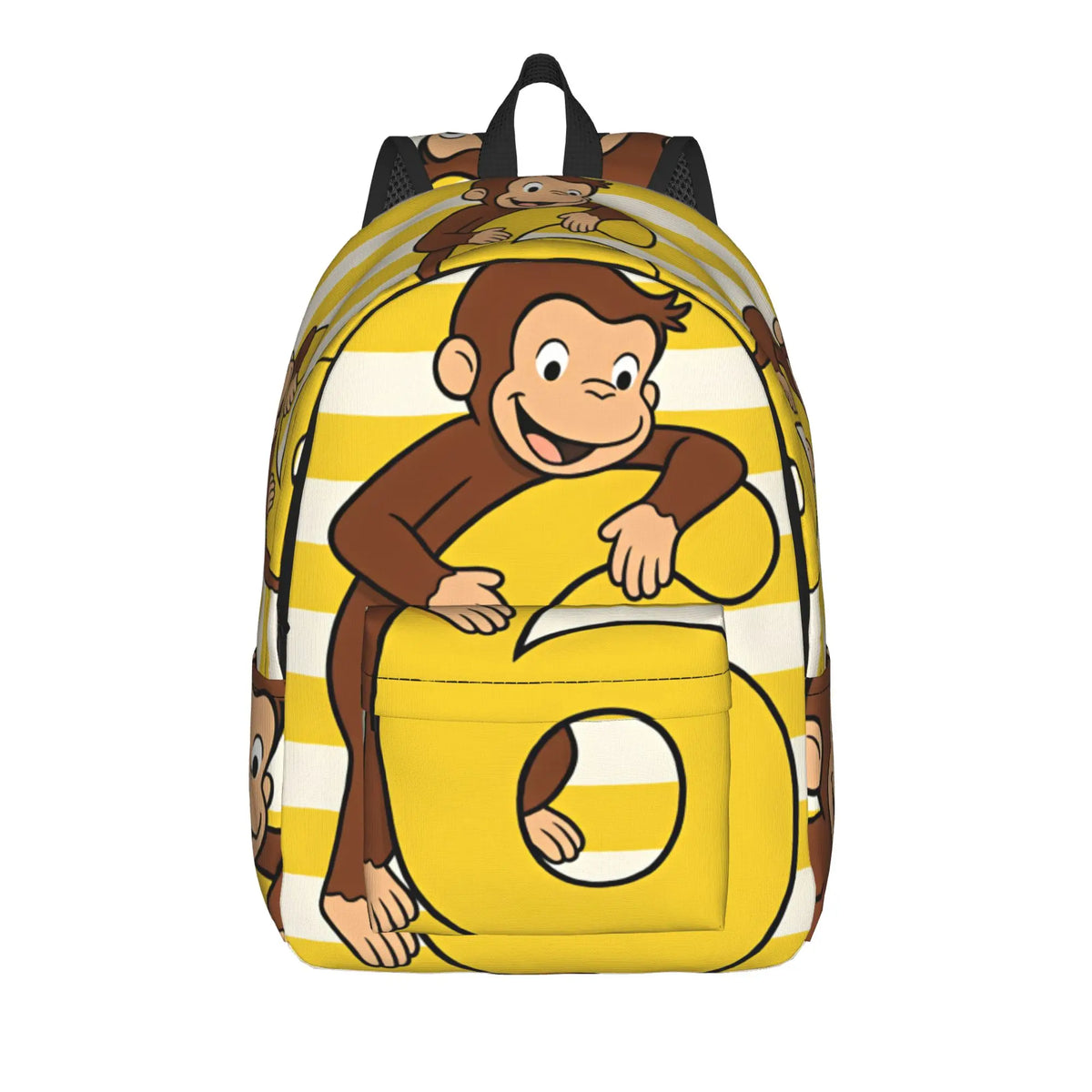 Curious George Swing Banana Stripe Backpack  Outdoor Style Backpacks Women High Quality Large School Bags Streetwear Rucksack