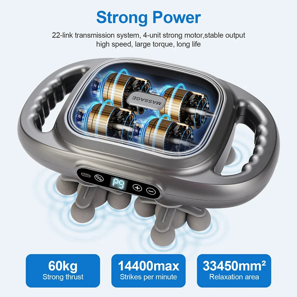 22-Head Deep Tissue Percussion Massage Gun, High-Power Vibration for Targeted in Back Neck & Shoulders Massage