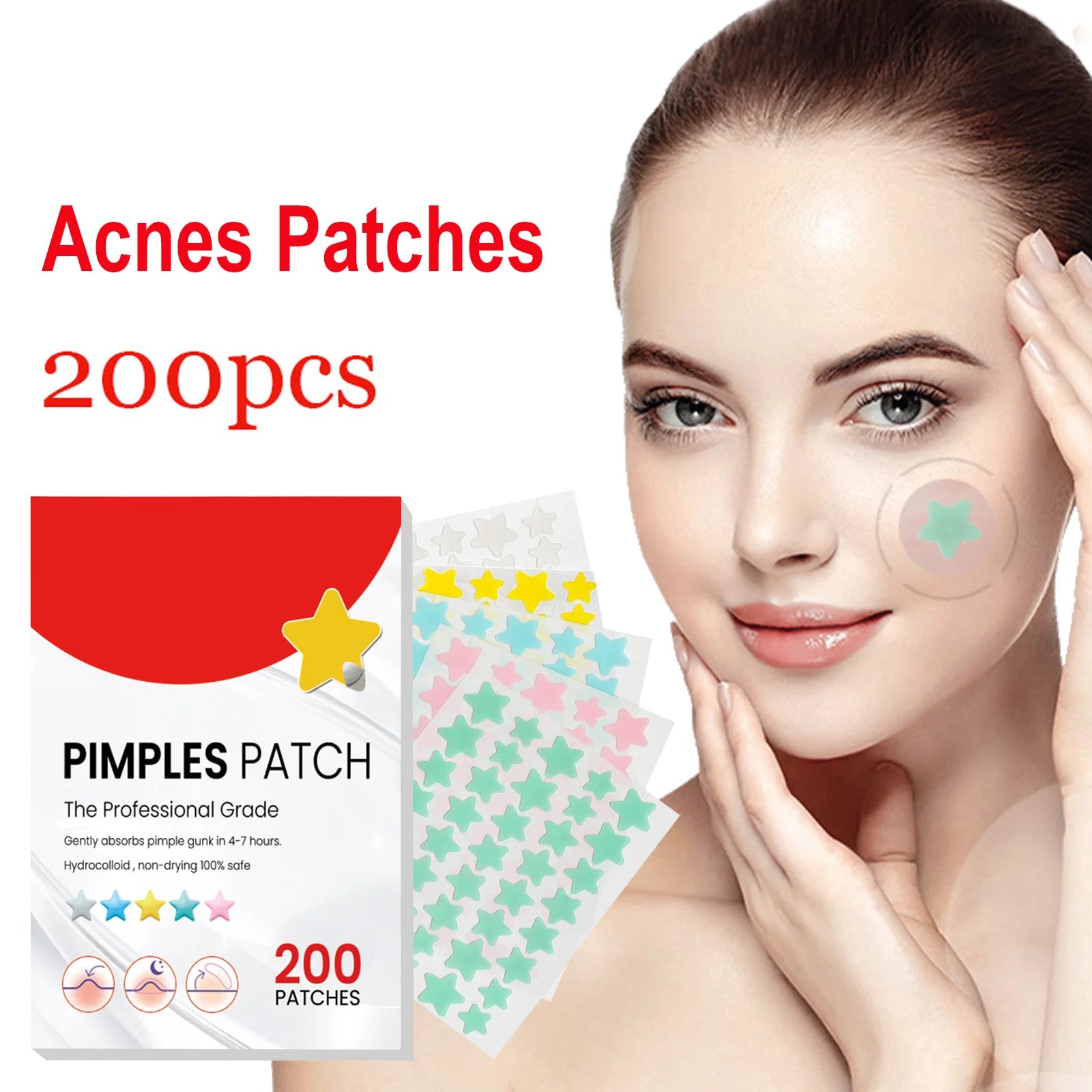 200pcs Repair Acne Patch Facial Skin Care Fade Blemishes Pimple Marks Closed Acne Blemishes Cover Acne Pimple Repair Patch