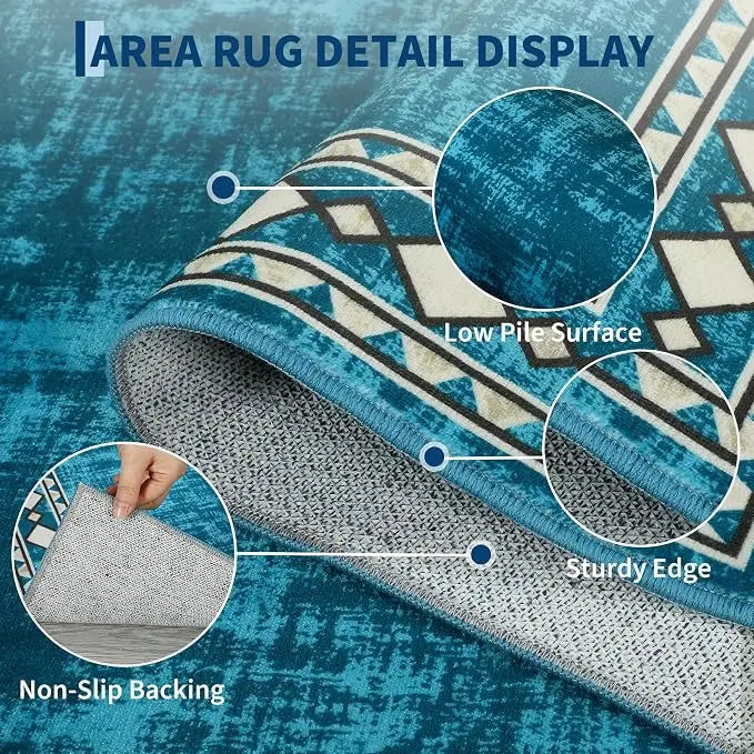 Runner Rug Modern Bordered Hallway Runner Rug, Washable Area Rug Stain Resistant Non-Slip Carpet Minimalist Border Floor Cover Entryway Rug for Laundry Kitchen