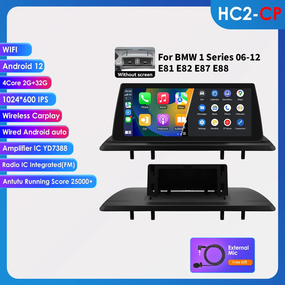 10.25" Smart Car Systems for BMW 1 Series 06-12 E81 E82 E87 E88 Without Screen with Support Wireless Carplay Android Auto RDS BT