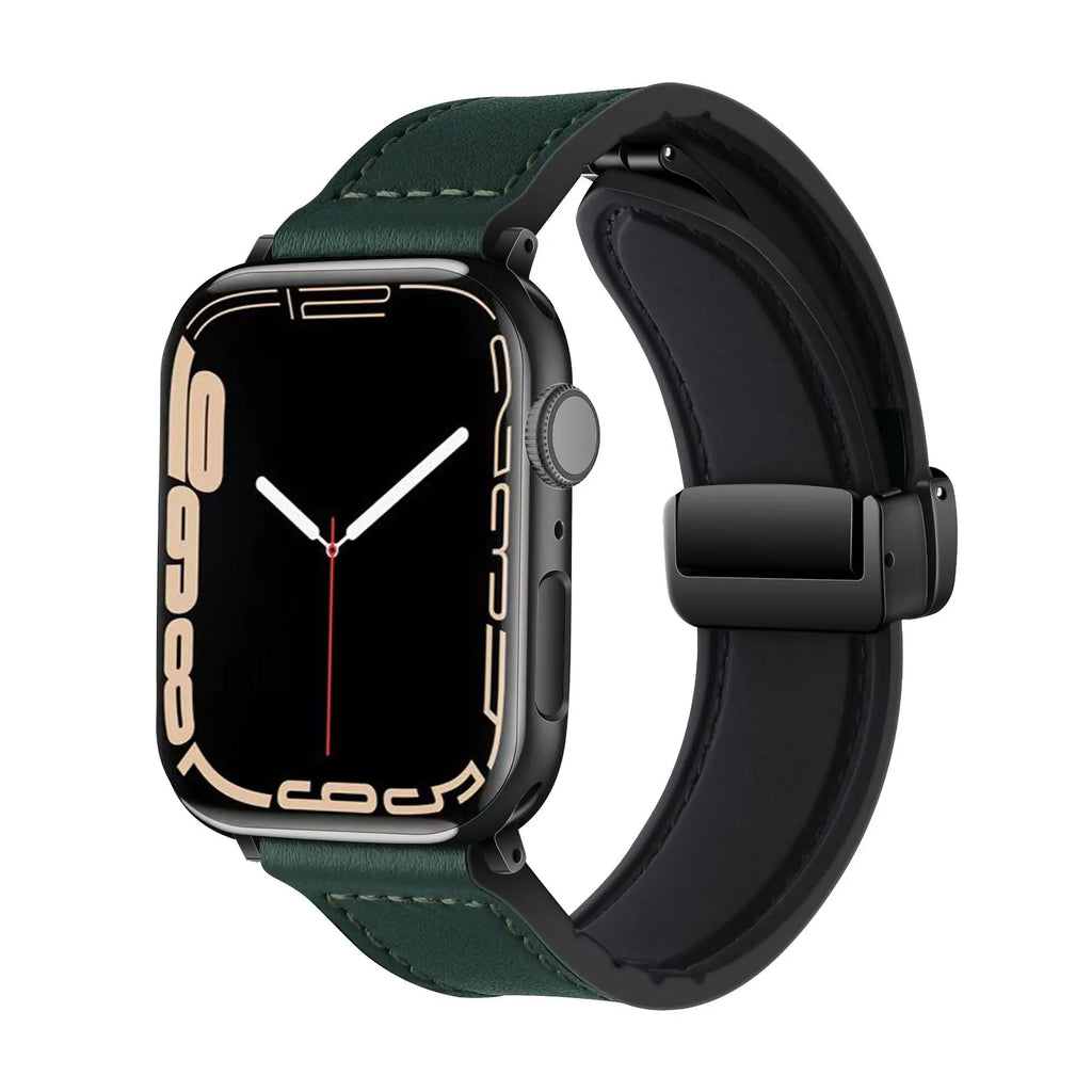 Strap for Apple watch band 45mm 44mm 40mm 42 41mm Ultra 49mm Genuine Leather+Silicone bracelet correa iWatch series 9 8 7 6 5SE