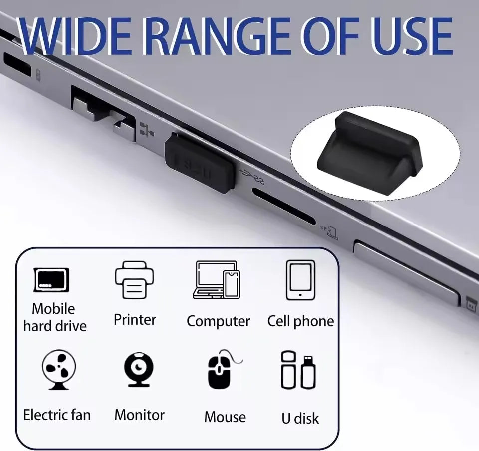 Dust Plug for USB -A Charger Port Cover Cap Female Jack Universal Silicone Dustproof USB-A Ports Protector PC Notebook Laptop