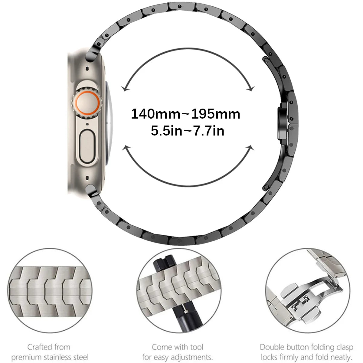 Ultra 2 Titanium Color Strap For Apple Watch 49mm 45 44mm 42 46mm Luxury Metal Band iWatch SE 38 40 41mm Stainless Steel Bracele