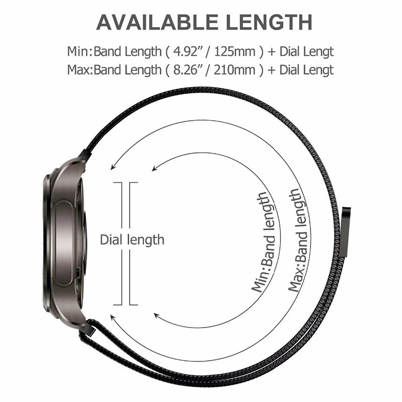 18mm 20mm 22mm Metal Strap For Garmin Vivoactive 3 4 4s 5 6 Band Watch Venu 2 2s 3s SQ Forerunner 645 Bracelet Milanese Loop
