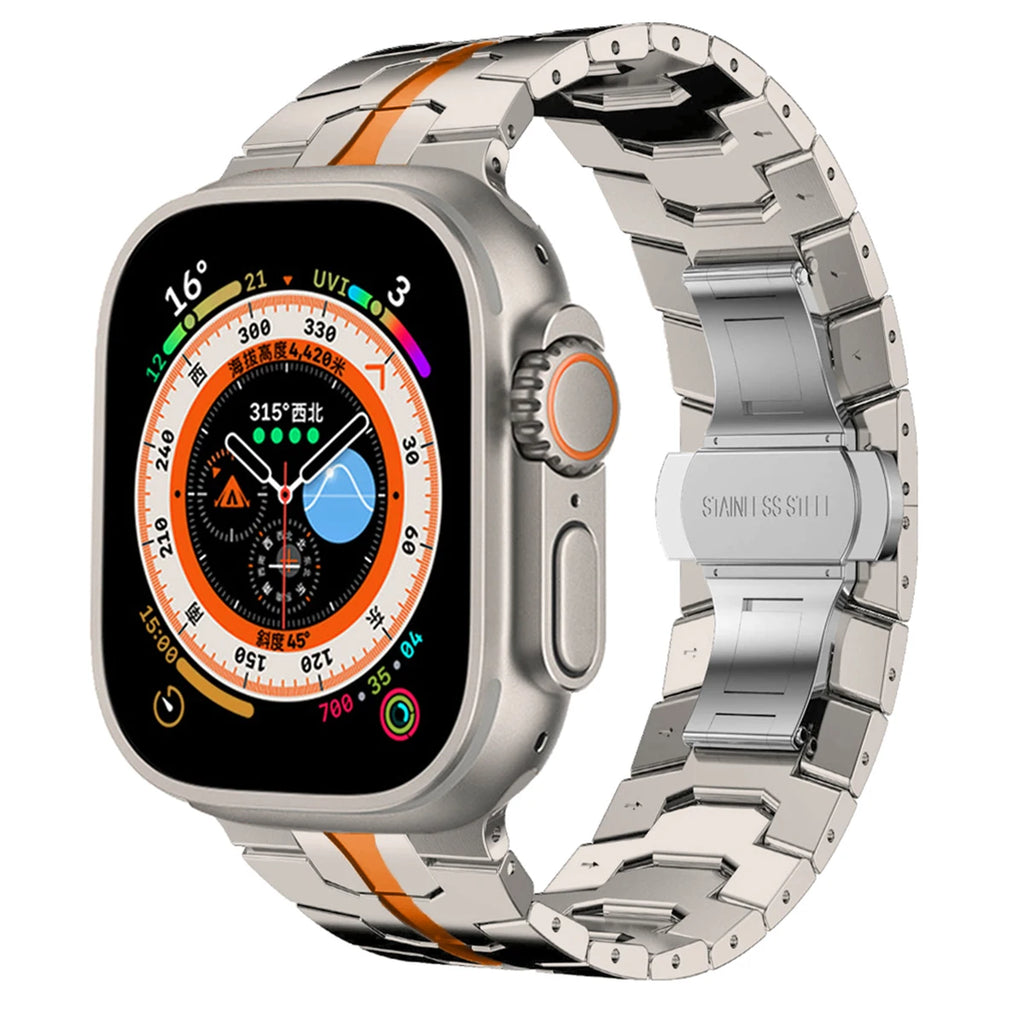 Stainless Steel Strap for Apple Watch Ultra 2 49mm 7 8 9 45mm 44mm Man Metal Link Bracelet iWatch Band 6 5 4 SE 3 42mm 41mm 40mm