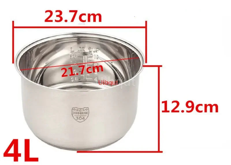 304 stainless steel rice cooker inner container Non stick Cooking Pot Replacement Accessories kitchen food Rice Cooker liner