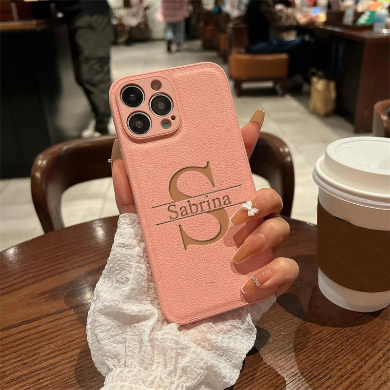 Personalized Customized Initials Name For IPhone18 17 16 15 14 13 12 11 Pro Max Plus Big Letter Laser Engraving Phone Cover