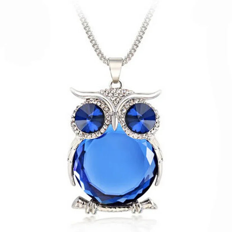 FSUNION Women's Rhinestones Crystal Owl Necklace Pendant Sweater Chains Jewelry Clothing Accessories Gifts 2025