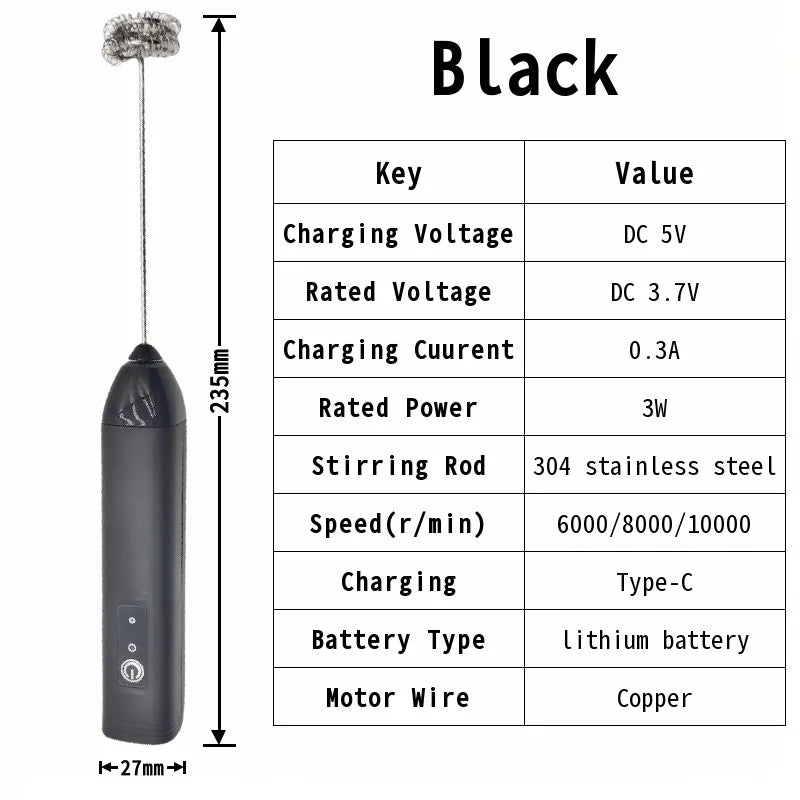 Milk Frother Egg Beater Mini Coffee Whisk Mixer Rechargeable Electric Milk Frother Wireless Milk Foamer Maker Handheld Stirrer
