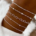 5/15 Pcs Set Silver Color Chain Bead Bracelets for Women Simple Elegant Vacation Beach Party Casual Jewelry Versatile Daily Wear