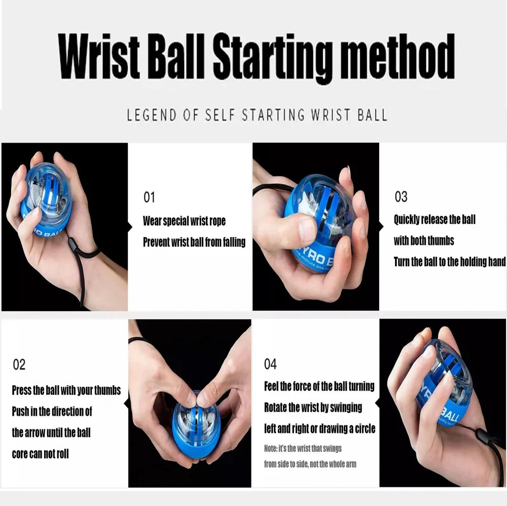 Portable Self-lifting Wrist Gyro Grip Ball Forearm Trainer Strength Exerciser to Build Arm and Finger Muscles