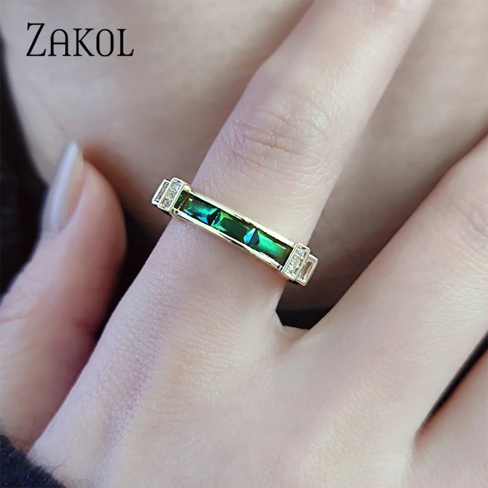 Classic Cubic Zirconia Engagement Rings for Women Luxury 18K Gold Color Plated Wedding Party Jewelry