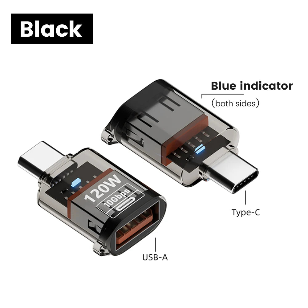 120W Fast Charging USB 3.2 to Type C Adapter OTG 10GB High Speed Data Audio Transfer For PC Tablet Xiaomi Huawei USB C Converter