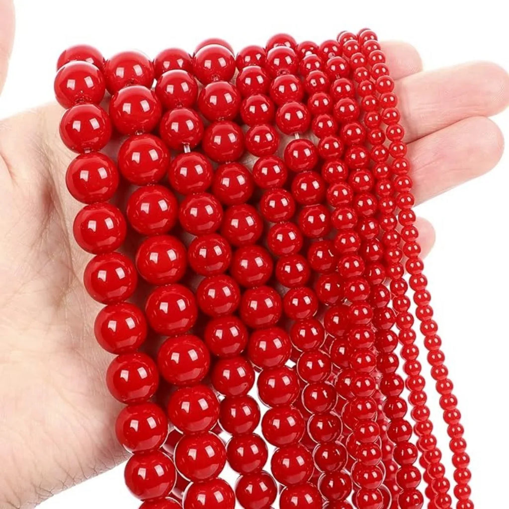 6/8/10mm Red Coral crystal Beads Round for Jewelry Making DIY Bracelet Necklace Accessories Charms Beaded