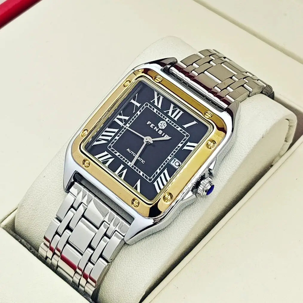 Luxury Watch for Men, Calendar Display, Stainless Steel Strap, High-End Luxury Small Square Men's Watch, Fashionable Business Casual Versatile Trendy Men's Wristwatch, the Best Gift for Him