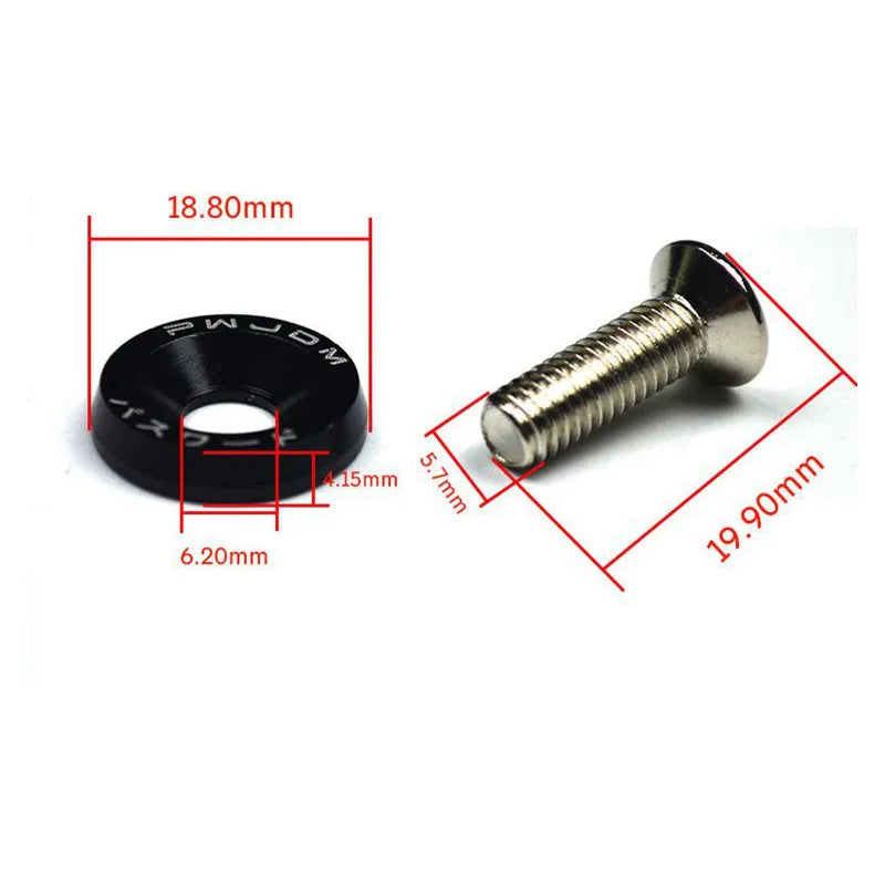 40pcs M6 Aluminum Car Modified Hex Fasteners Fender Washer Bolts JDM Bumper Engine Concave Screws Universal