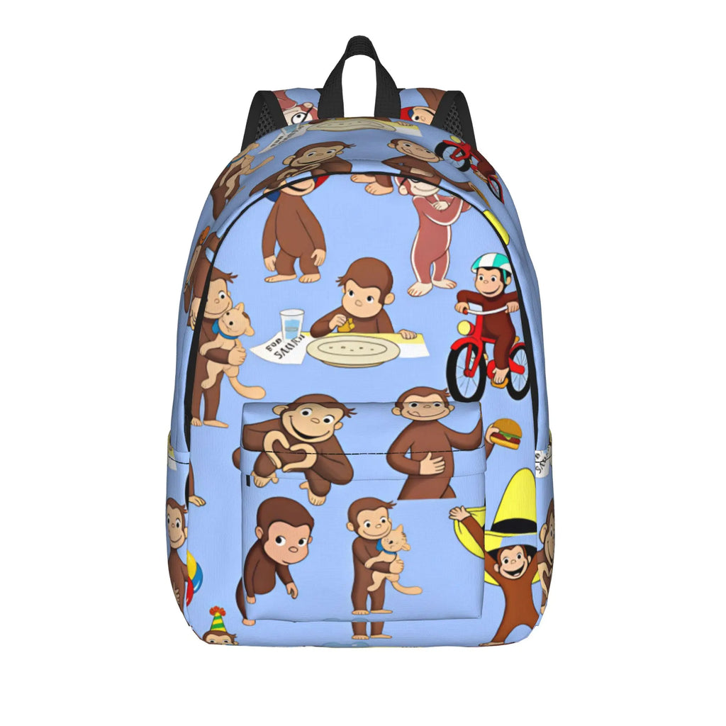 Curious George Swing Banana Stripe Backpack  Outdoor Style Backpacks Women High Quality Large School Bags Streetwear Rucksack