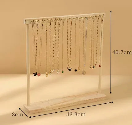 Jewelry Organizer Display Stand Wood Necklace Hanging Countertop Rack for Chains Earrings Bracelets Showcase Storage Rack