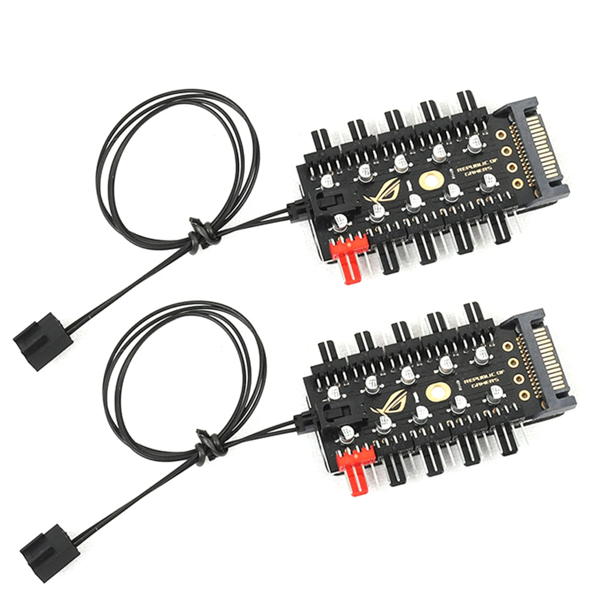 10 Port 12V 4Pin PWM Fan Controller Hub, SATA/IMolex 4PIN Powered PC Fan Splitter for Computer Case Cooling