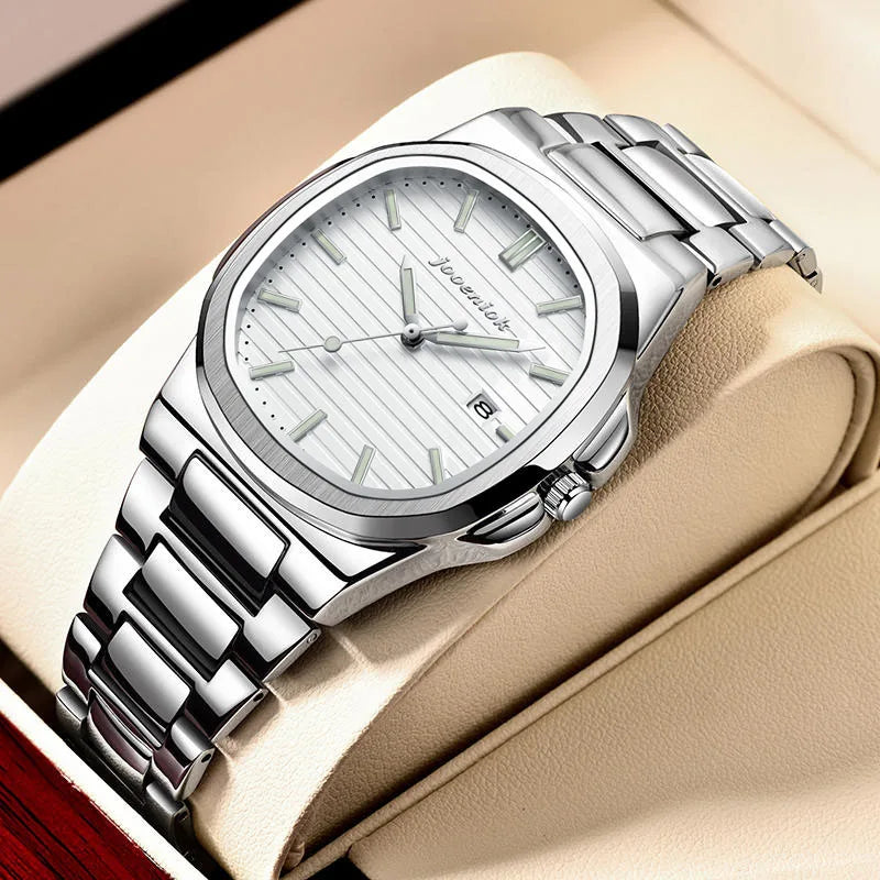 JOOENIOK Luxury Military Man Watch Square Waterproof Luminous Date Week Men Watch Stainless Steel Quartz Men's Watches Reloj+box
