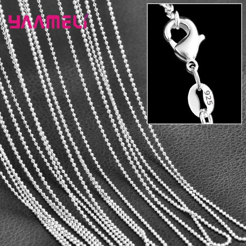 5PCS Solid 925 Sterling Silver Stamp Jewelry Chains Necklace with Lobster Clasps fit Men Women Pendant 18 Designs 16-30 Inch