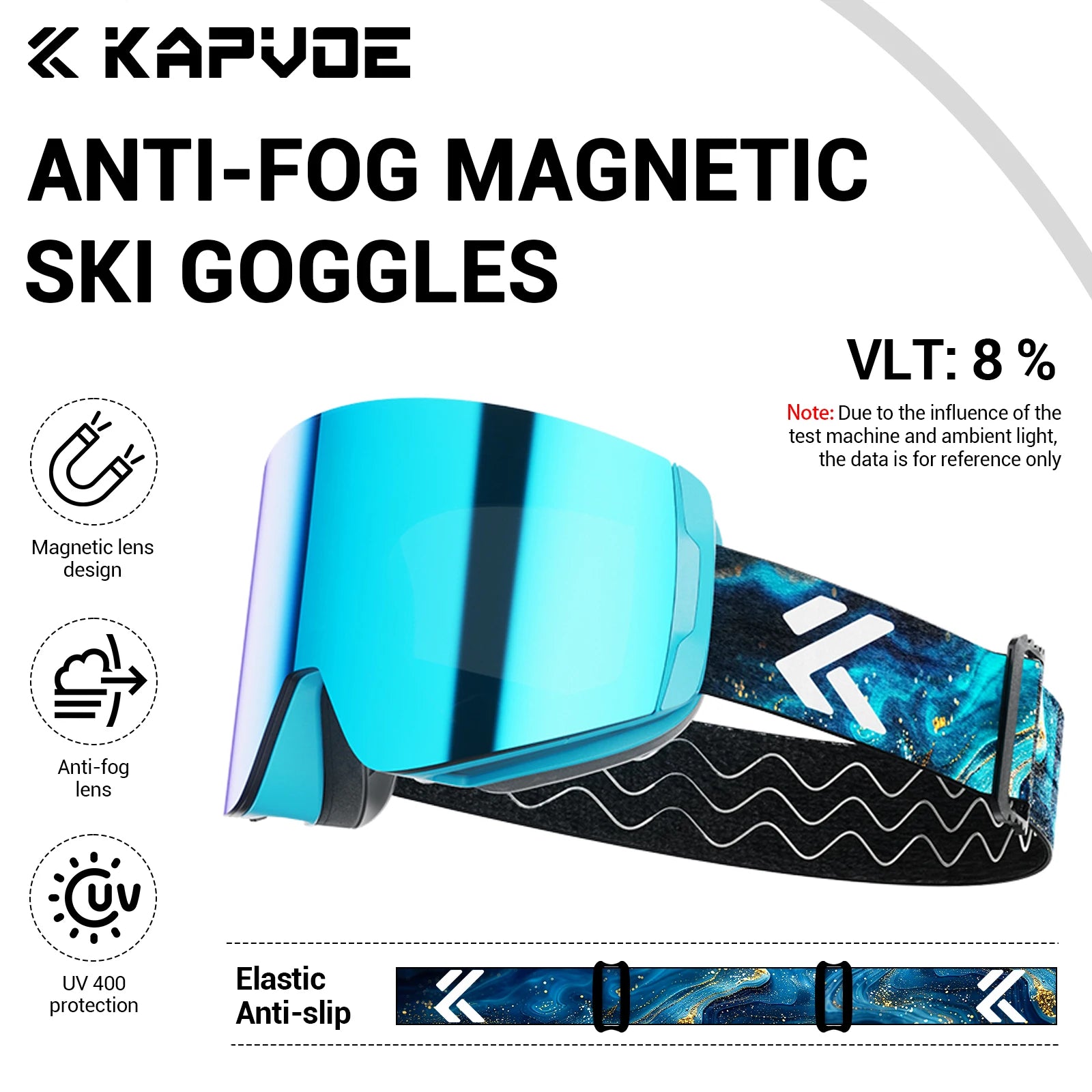 KAPVOE Magnetic Snow Goggles Double Layer Anti-Fog UV Protection for Skiing Snowboarding High-definition Clarity Unisex Skiing