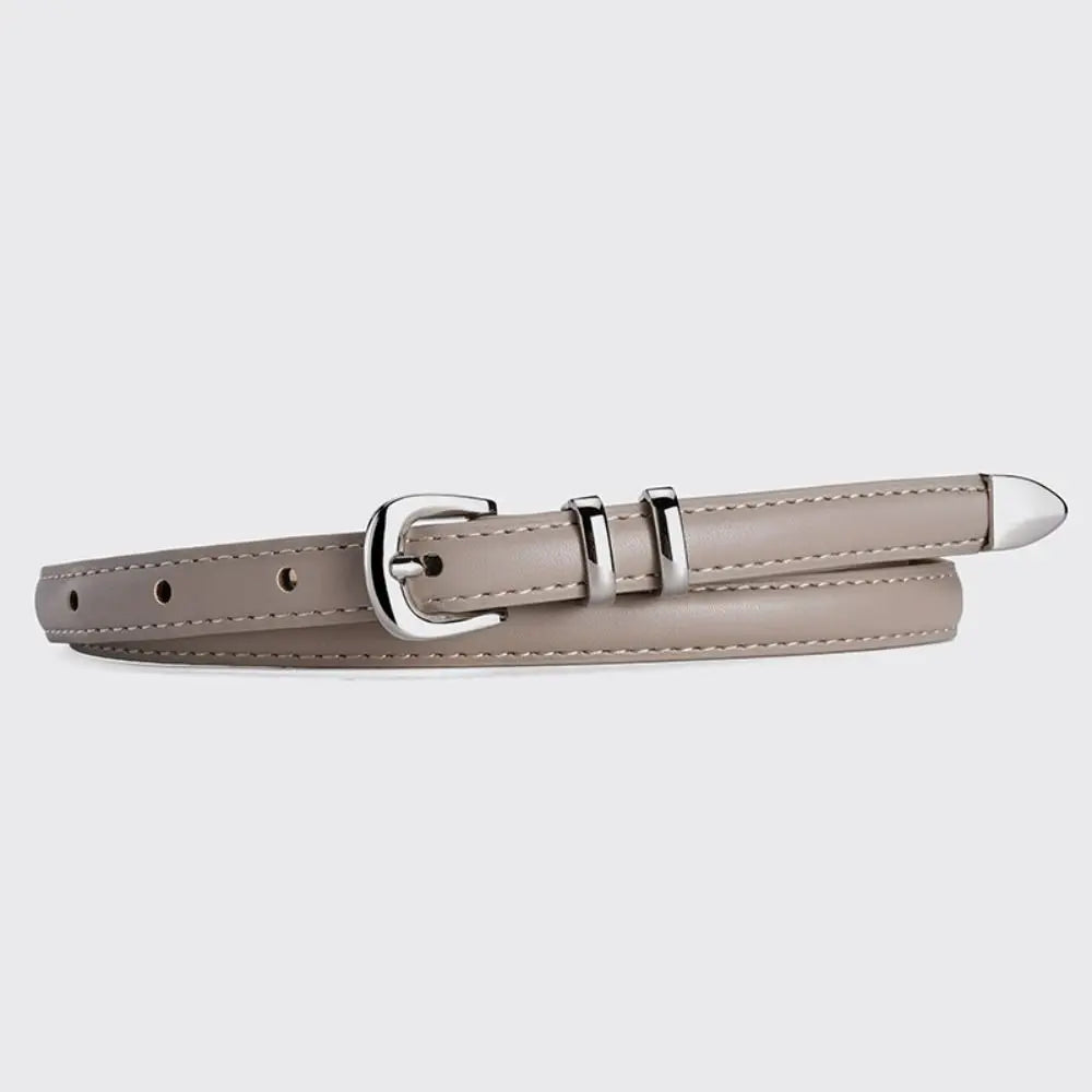 1PC Simple PU Leather Belt Luxury Design Belt Versatile Retro Silver Pin Buckle Waistband Casual Thin Belts