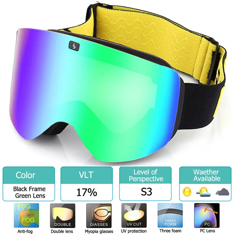 New UV400 Double Layer Magnetic Ski Goggles Polarized Lens Skiing Anti-fog Snowboard Goggles Men Women Ski Glasses Eyewear