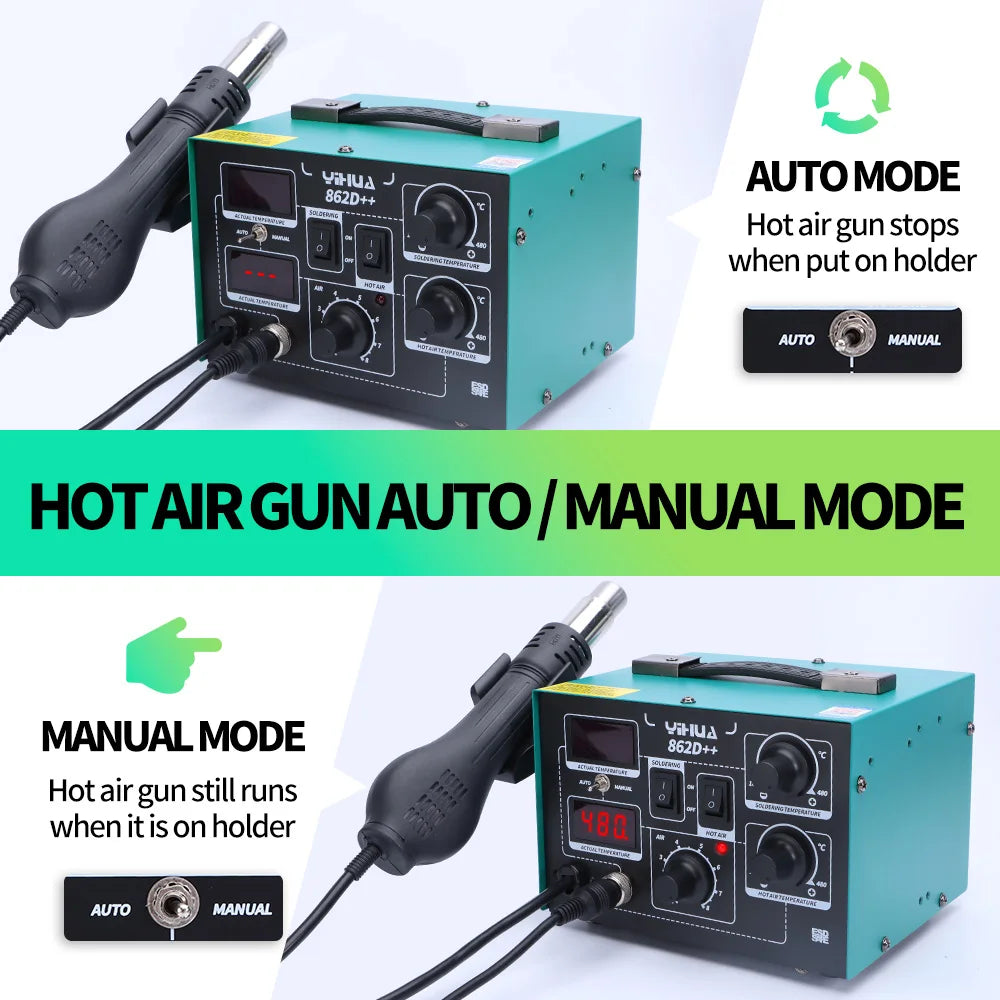 YIHUA 862D++ Soldering Iron Kit BGA SMD Welding Tool Desoldering Rework Station Fast Heating 100-480 Celcius