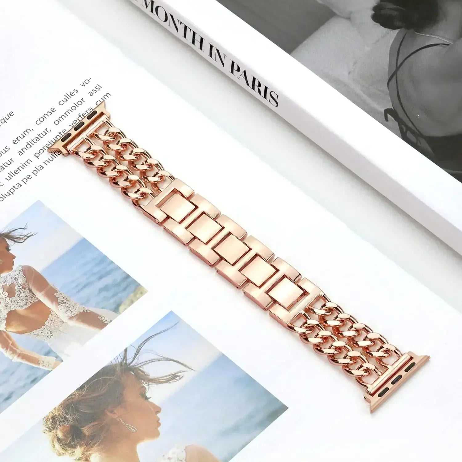 Fashion Metal Bracelet Strap For Apple Watch Ultra 44mm 45mm 40 41 49 Chain Design Women Bands For iWatch 9 8 7 6 5 4 3