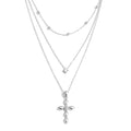 Yhpup Trendy Stainless Steel Layered Chain Cross Pendant Necklace for Women Exquisite High Quality Chic Jewelry Water Resistant