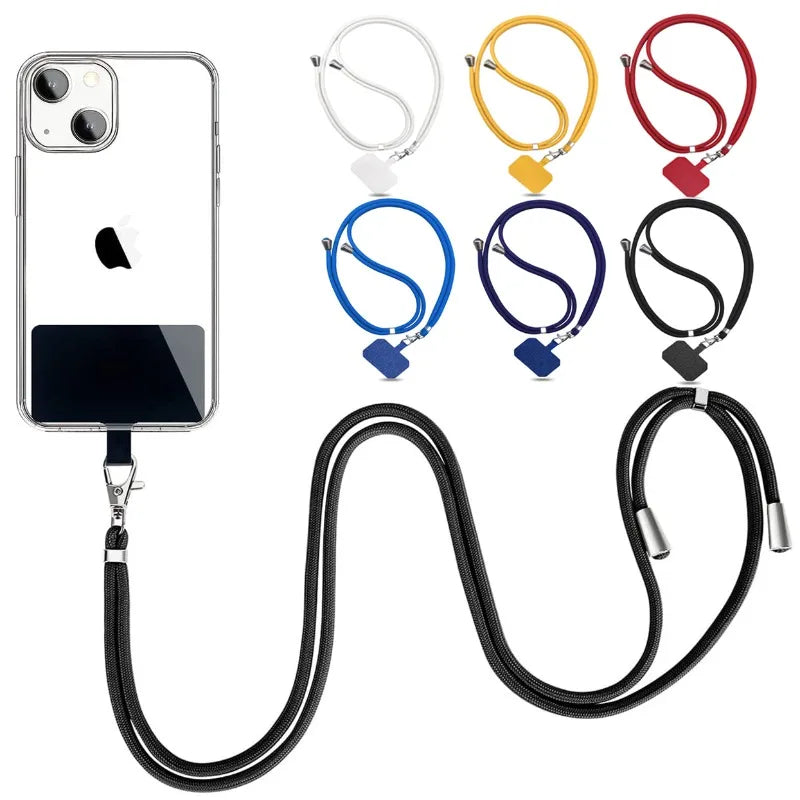 1.5mm Colorful Phone Lanyard with Patch Adjustable Mobile Phone Hanging Rope Neck Straps Anti-lost Lanyards