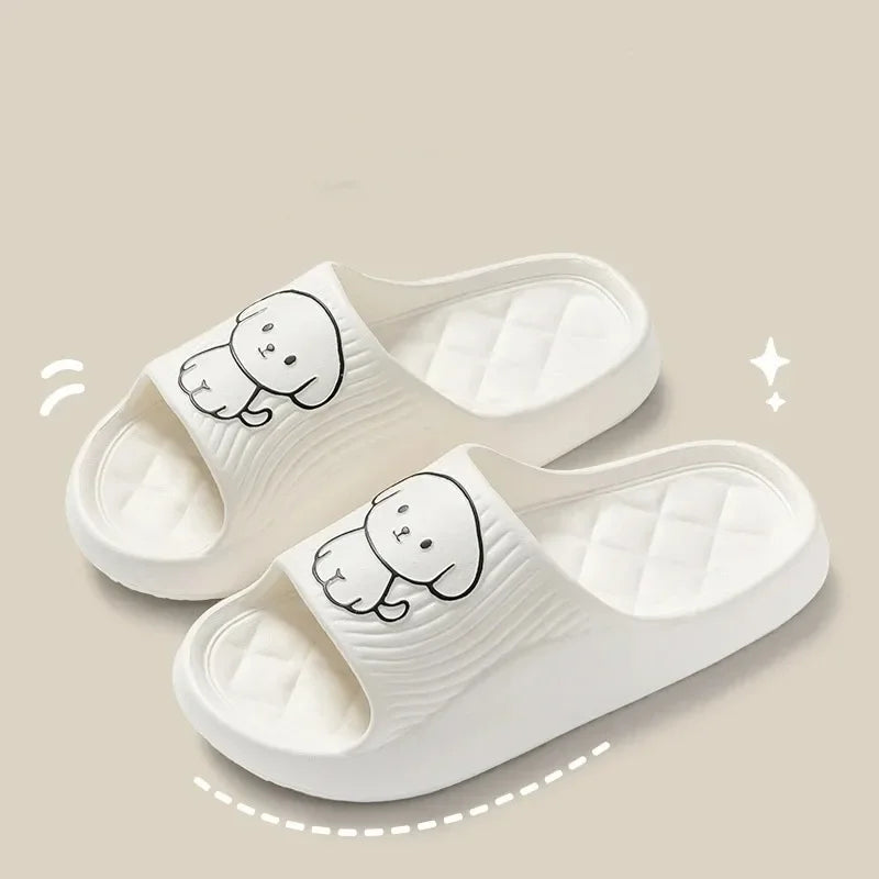 Cute Dog Couple Pillow Slippers Female Summer Wear 2024 New Bathroom Bath Non-slip Indoor Home Eva Thick Bottom Sandals