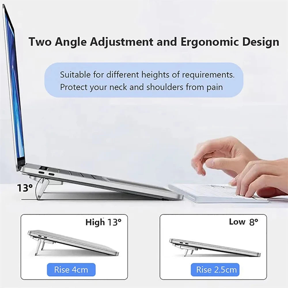 2PCS Mini Foldable Laptop Stand Portable Computer Keyboard Riser with 2 Adjustable Angles Self-Adhesive Invisible Notebook Stand
