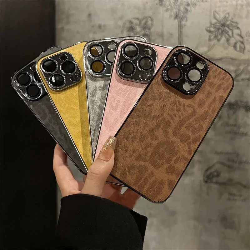 Luxury Leopard Print Phone Case For iPhone 11 12 13 14 15 16 17 18 Pro Max Plus Air Shockproof Bumber Cases Cover