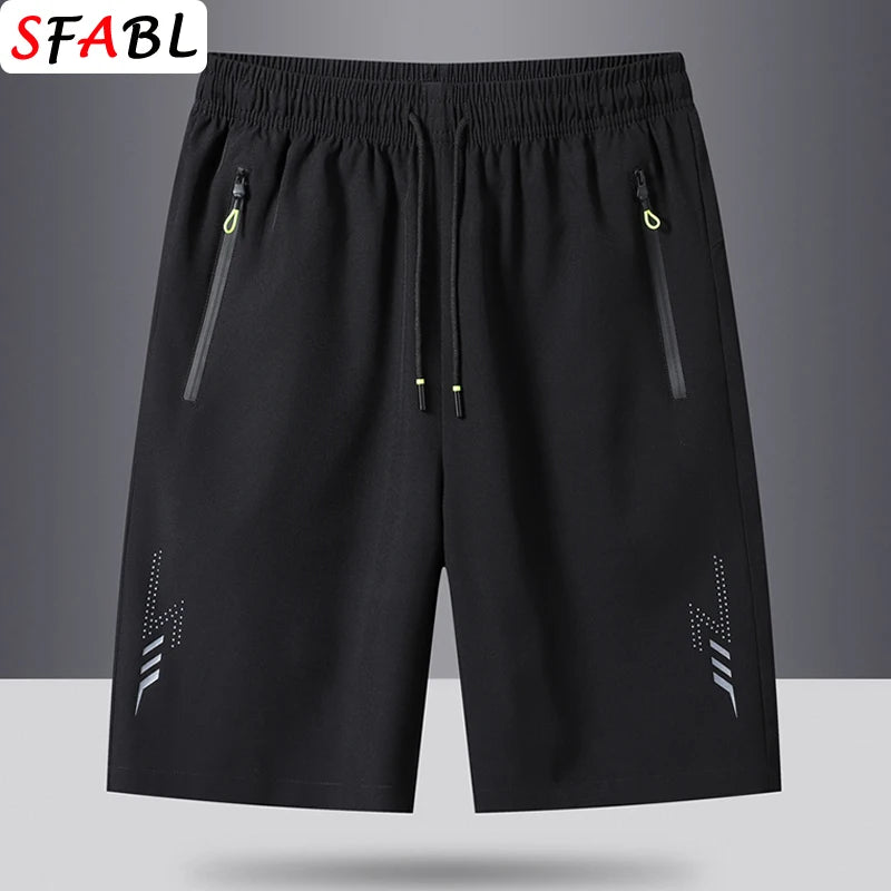 Solid Men's Beach Shorts Sports Short Pants Jogging Running Quick Dry Board Shorts Men Summer Thin Zipper Pockets Loose Bottom