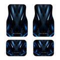4Pcs Universal Car Floor Mat Blue Metallic Geometric Tech Print Waterproof Non-slip Auto Foot Liners Stain Resistant All Weather