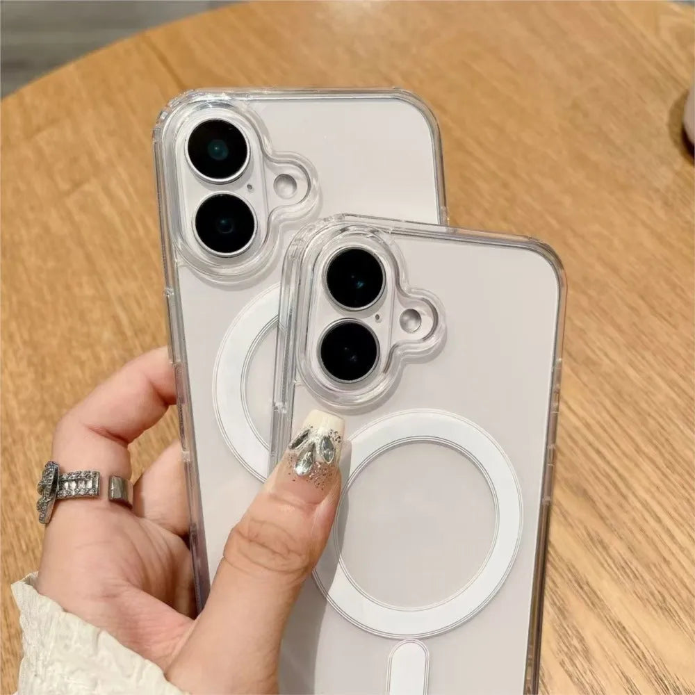 Strong Magnetic Magsafe Wireless Charging Case For iPhone 16 16e 15 14 13 12 11 Pro Max Plus mini Silicone Clear Soft Cover ﻿