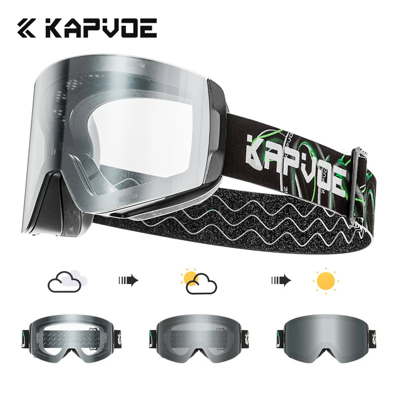 KAPVOE Outdoor Ski Goggles Men Snowboard Glasses Women Winter Snow Sunglasses UV400 Magnetic Attraction Anti-Fog Skiing Goggles