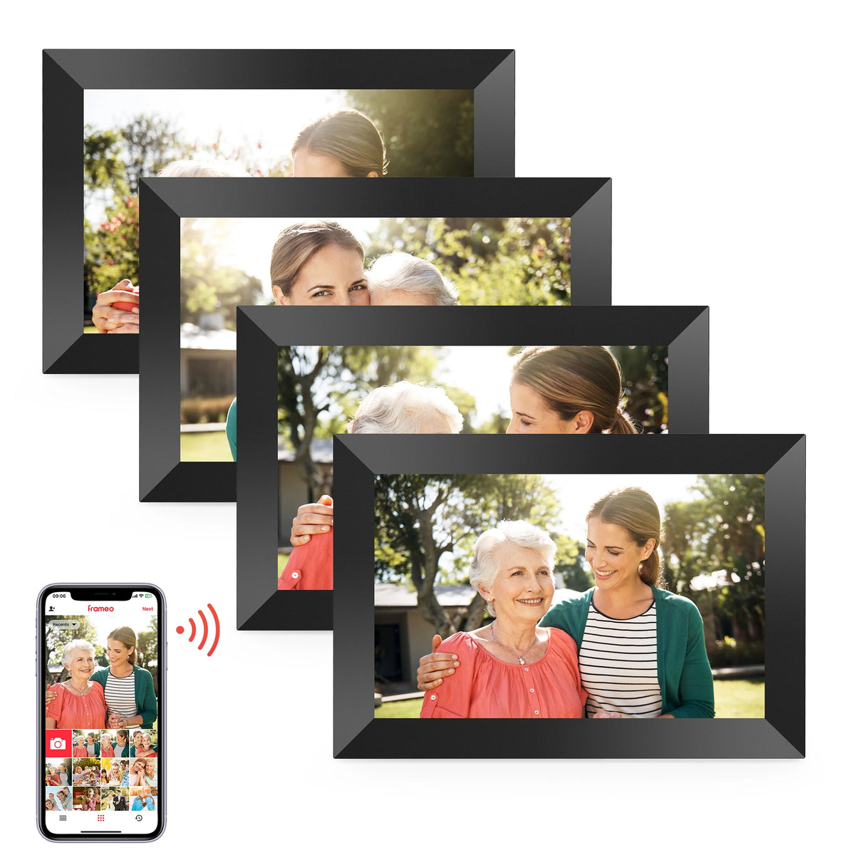 FANGOR Frameo 10.1 Inch WiFi Digital Picture Frame Smart 32GB Memory 1280x800 HD IPS Touch Screen Auto-Rotate Instant Share Life