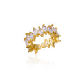 Luxury Zircon Double Layer Leaf Rings For Women Gold Color Stainless Steel Ring Boho Couple Jewelry Accesorios anillos mujer