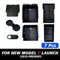 TEKSY 1/2/3/4/6/7/8pcs For Tesla New Model Y 2025 2026 Juniper ABS with Silicone Non-slip Mat Console & Armrest Storage Box