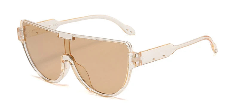 Vintage Semi-round Sunglasses Women Fashion Monoblock Outdoor Goggle Shades Trending New Design UV400 Eyewear