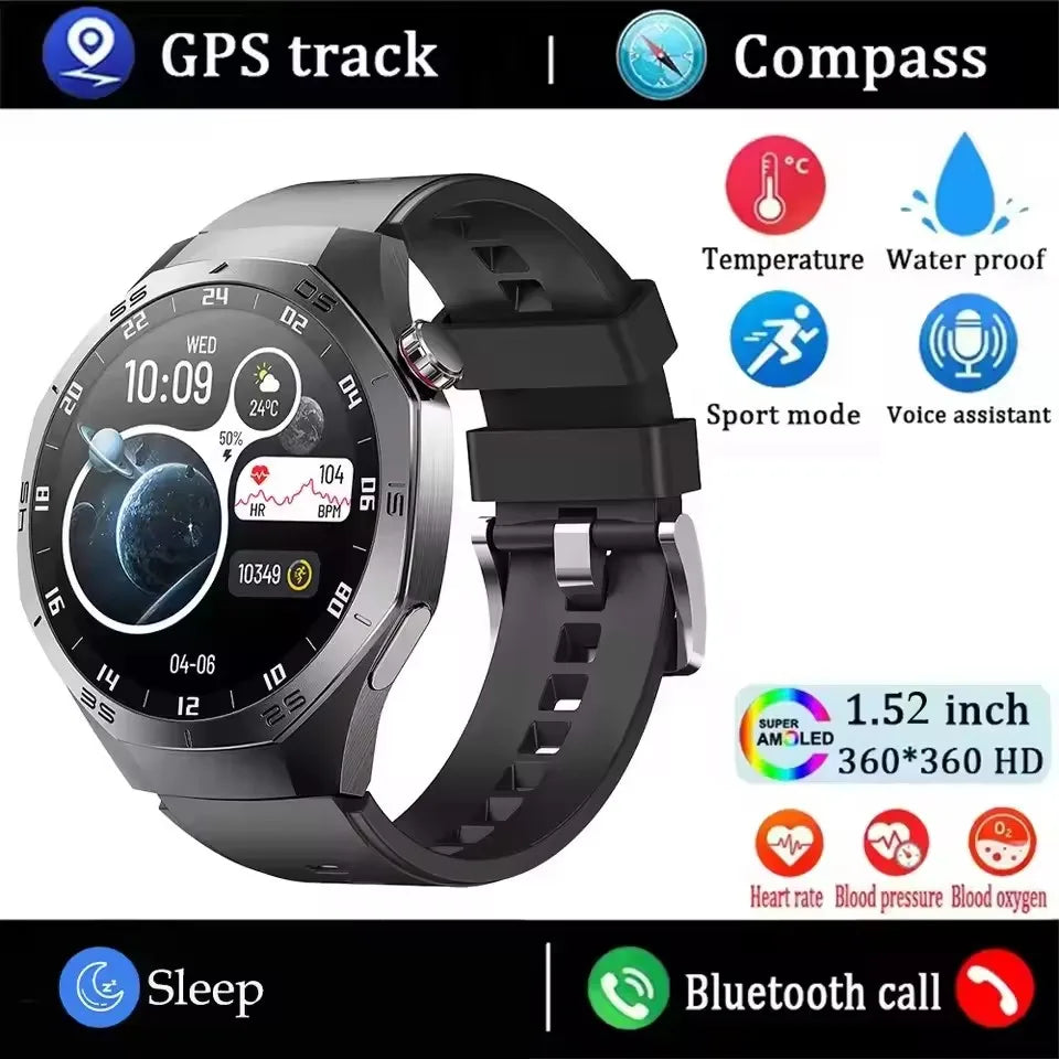 Smart Watch 5 Pro GPS NFC Smartwatch Men 360*360 AMOLED Screen Heart Rate Monitor Bluetooth Call IP67 Waterproof Men Smartwatch
