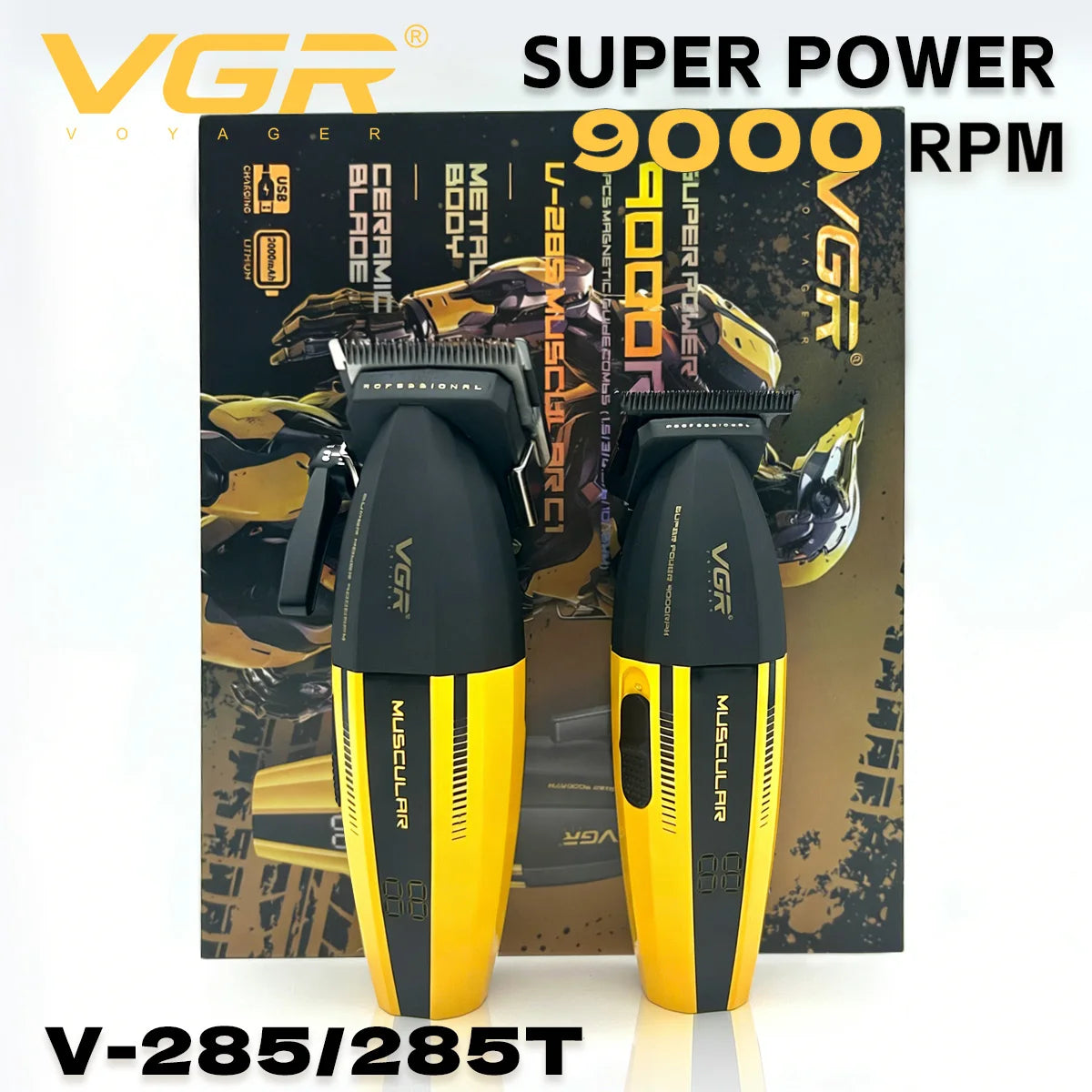 VGR Hair Trimmer Professional Hair Clippers Electric Trimmer Adjustable Hair Cut Machine Metal Clippers and Trimmers Set V-285