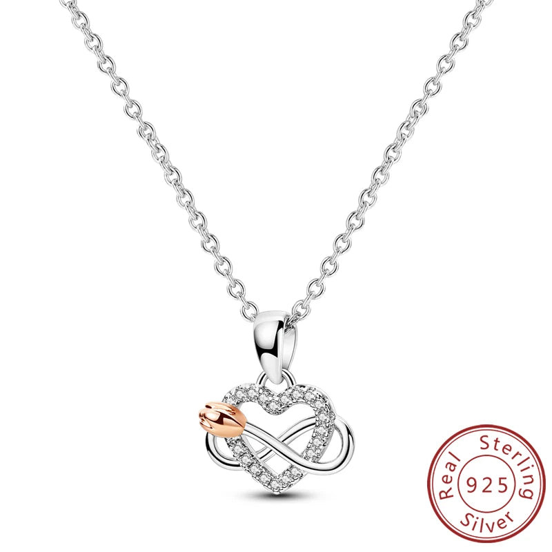 Necklace 925 Sterling Silver Butterfly Love Heart Bear Classic Simple Adjustable Necklace For Women Girl Fashion Jewelry Gifts