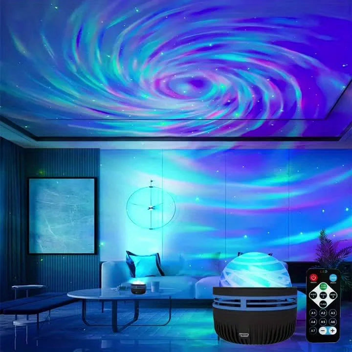 LED Starry Galaxy Projector Light RGB Smart Remote Control Star Aurora Lamp KTV USB Powered Auto Rotating for Home Bedroom Decor