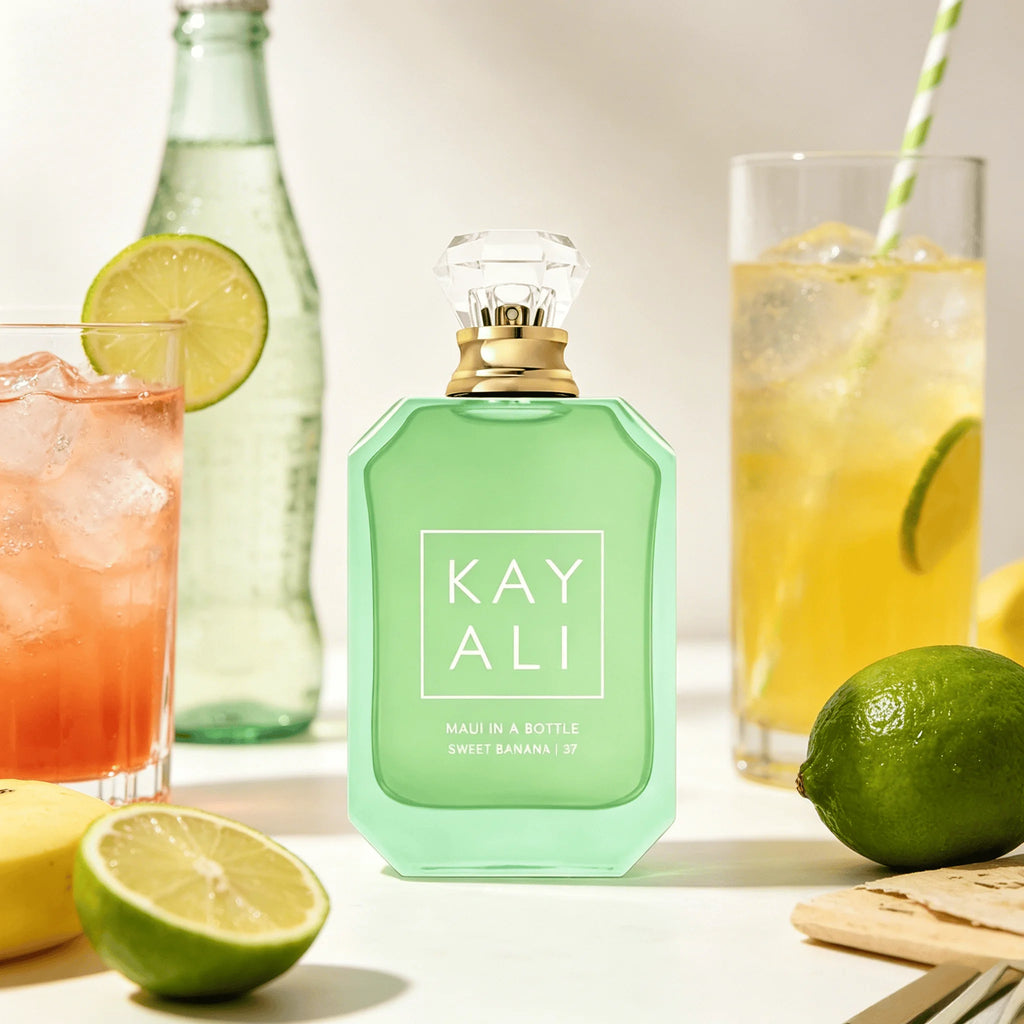 Luxury Kayali  (37)  Maui In A Bottle Sweet Banana EDP Perfume for Women Sweet Tropical Banana Fruit Aroma Long Lasting Fragrance Matte Light Green Glass Perfume Bottle Beach Travel Present