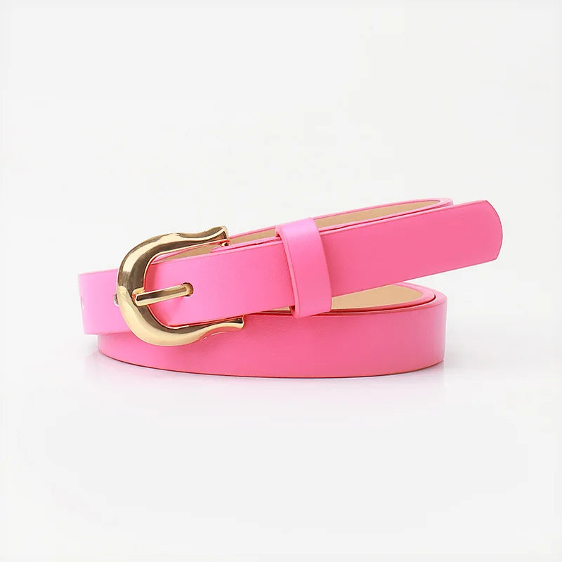 1.8x103cm Women's Thin Belt Versatile Korean Style Simple Candy Color Jeans Belt Decorative Skinny Waistband